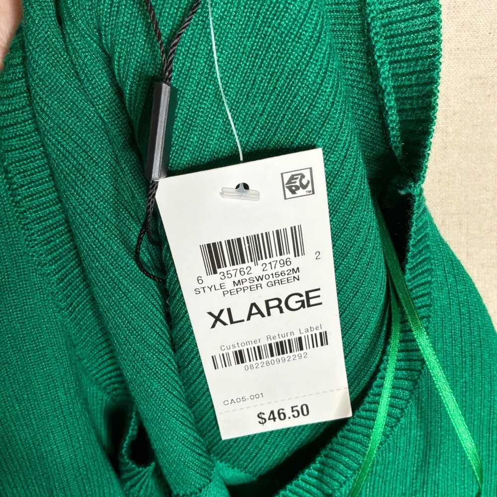 Melissa Paige Pepper Green Ribbed Crewneck Short Sleeve Relaxed Fit Sweater - Picture 6 of 7